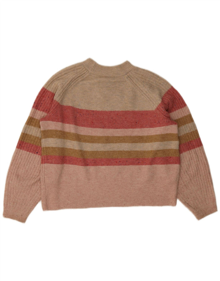 Marks & Spencer Womens Crew Neck Jumper Sweater UK 16 Medium Pink Striped