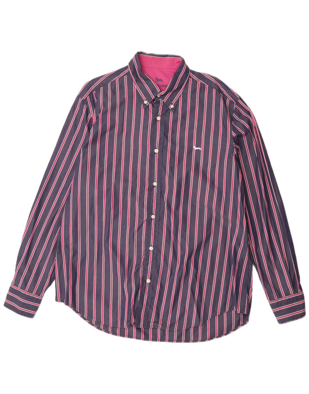 Harmont & Blaine Mens Shirt 2XL Navy Blue Striped Cotton
