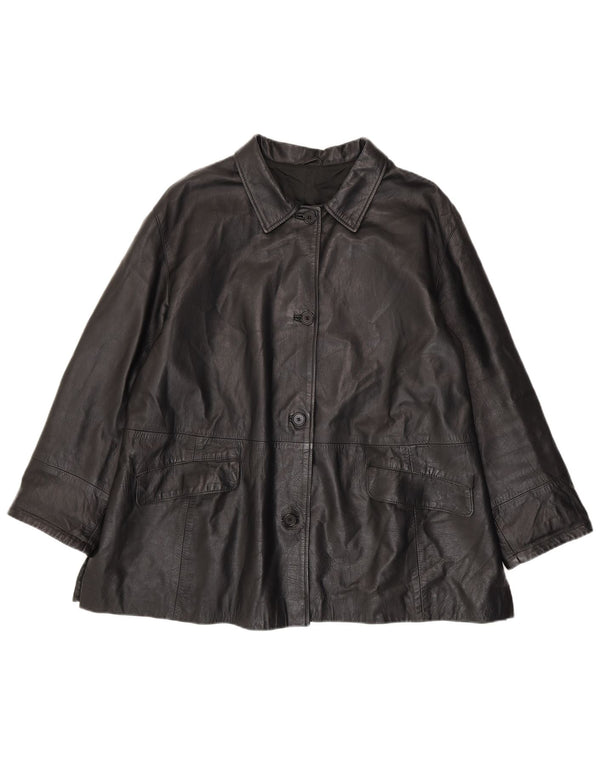 Vintage Womens Leather Jacket IT 56 3XL Black Leather