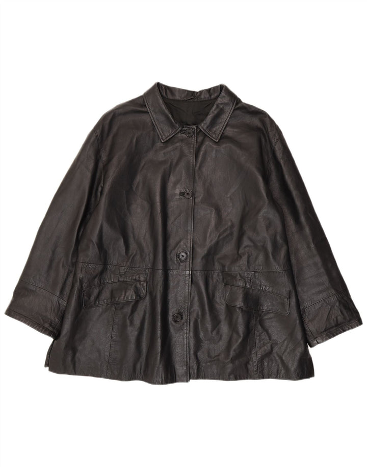 Vintage Womens Leather Jacket IT 56 3XL Black Leather