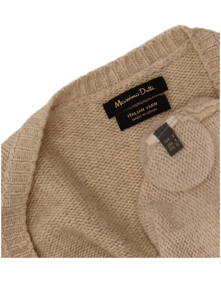 Massimo Dutti Womens Oversized Cardigan Sweater UK 10 Small Beige