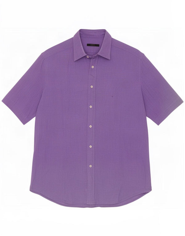Ungaro Mens Short Sleeve Shirt Size 42 16 1/2 Large Purple