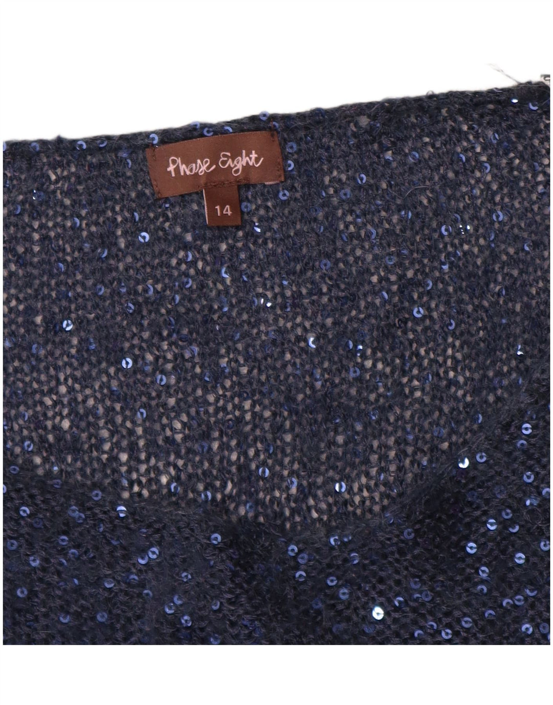 Phase Eight Womens 3/4 Sleeve Sequin Jumper Dress UK 14 Medium Navy Blue