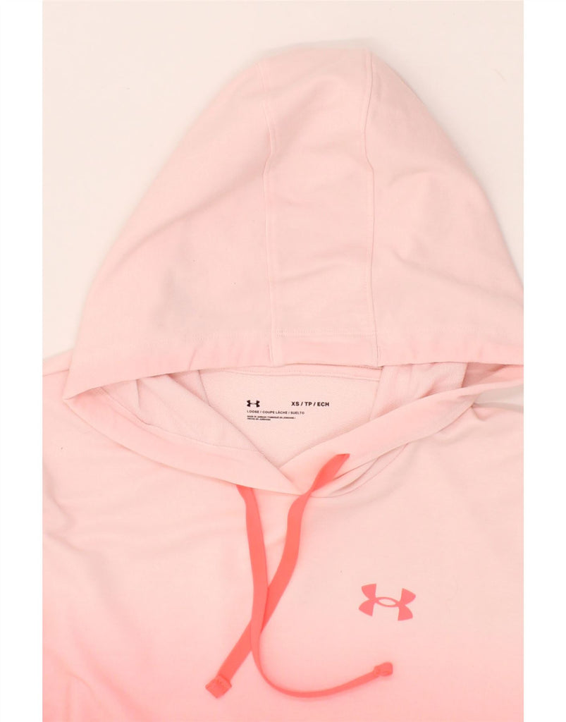 UNDER ARMOUR Womens Oversized Hoodie Jumper UK 6 XS Pink Colourblock Vintage Under Armour and Second-Hand Under Armour from Messina Hembry 