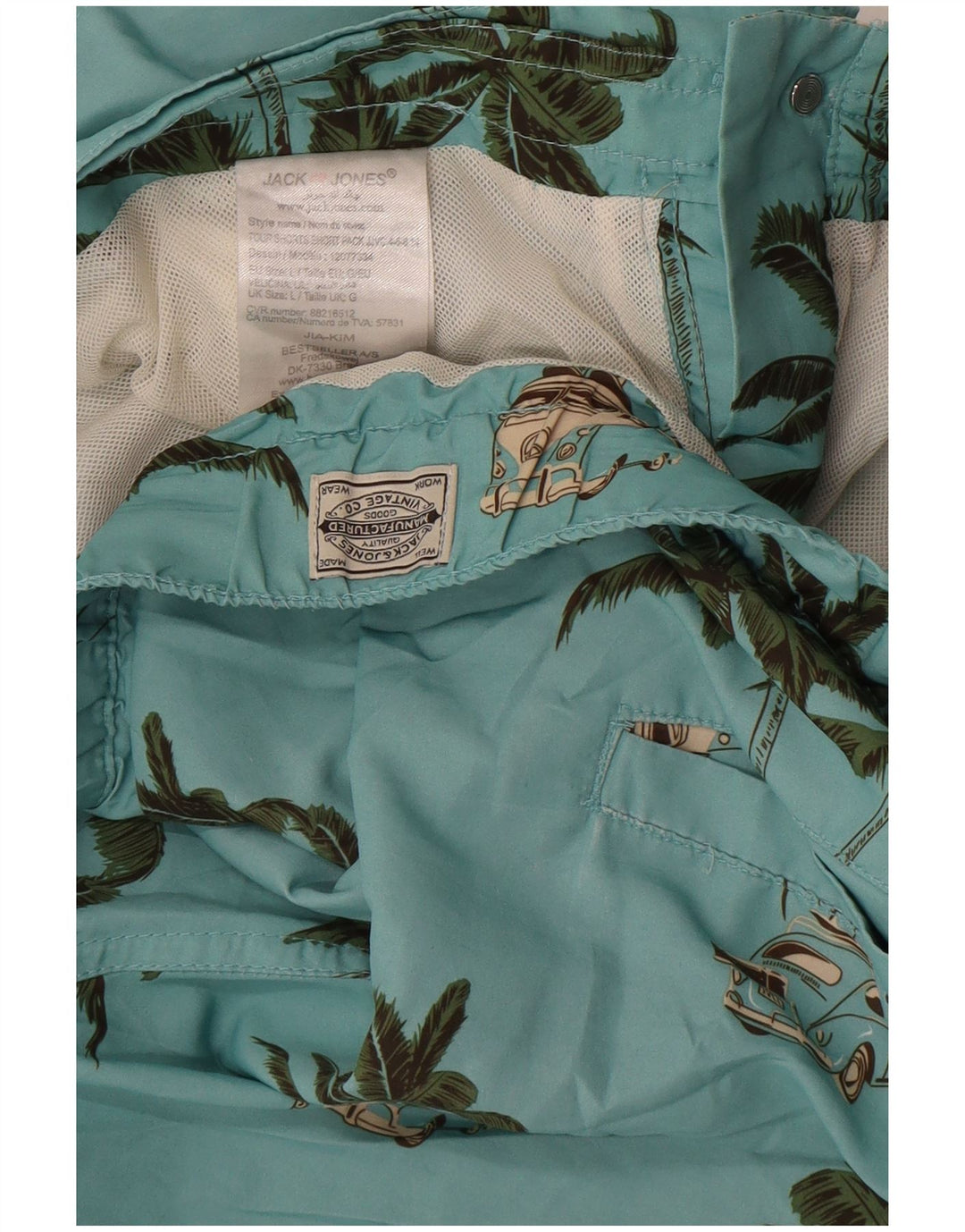 Jack & Jones Mens Swimming Shorts Large Blue Floral Polyester