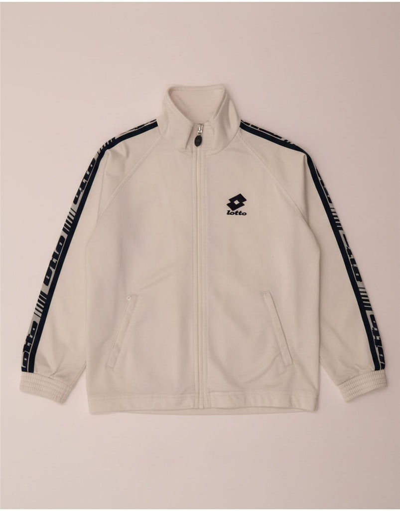 LOTTO Boys Graphic Tracksuit Top Jacket 11-12 Years Off White Polyester Vintage Lotto and Second-Hand Lotto from Messina Hembry 