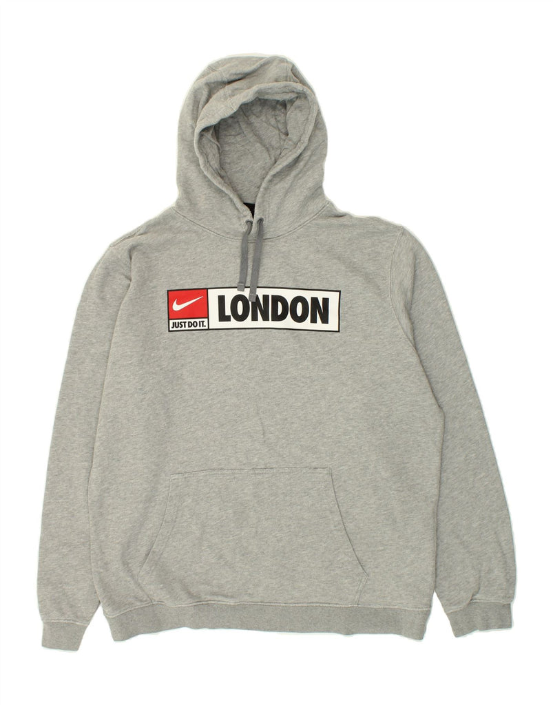 NIKE Mens London Graphic Hoodie Jumper XL Grey Cotton | Vintage Nike | Thrift | Second-Hand Nike | Used Clothing | Messina Hembry 