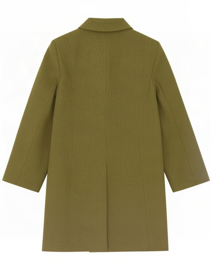 Benetton Womens Overcoat UK 14 Medium Green Herringbone Wool
