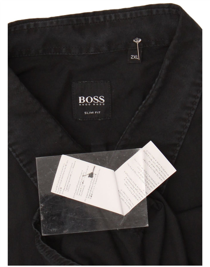 HUGO BOSS Mens Slim Fit Shirt 2XL Black Cotton