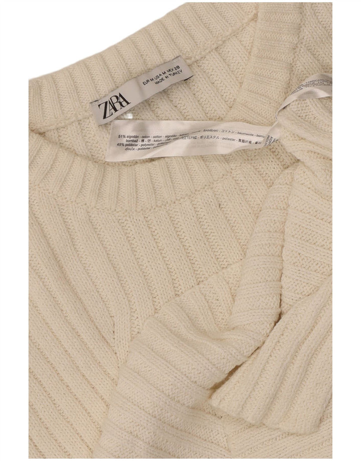 Zara Womens Vest Tank Top UK 12 Medium White Cotton
