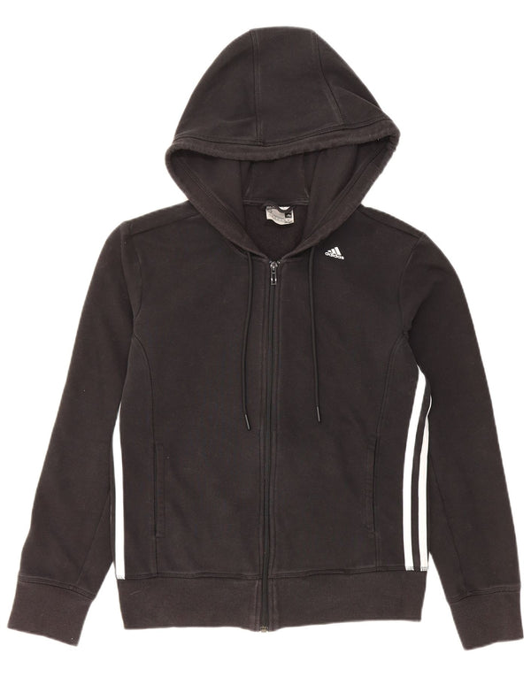 Adidas Womens Climalite Zip Hoodie Sweater UK 8/10 Small Black Cotton