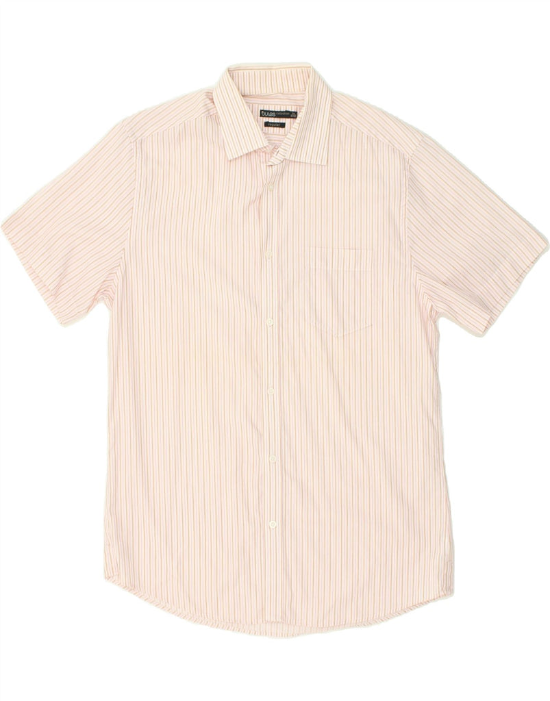 JULES Mens Short Sleeve Shirt Size 41/42 Large Pink Striped Cotton | Vintage Jules | Thrift | Second-Hand Jules | Used Clothing | Messina Hembry 