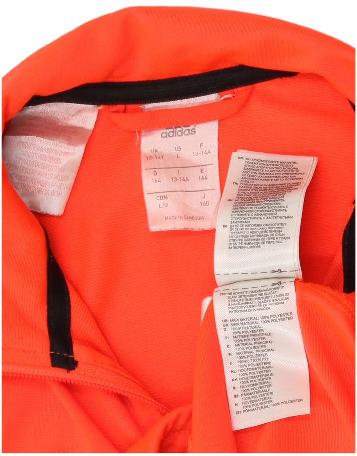 Adidas Boys Graphic Tracksuit Top Jacket 13-14 Years Orange Colourblock