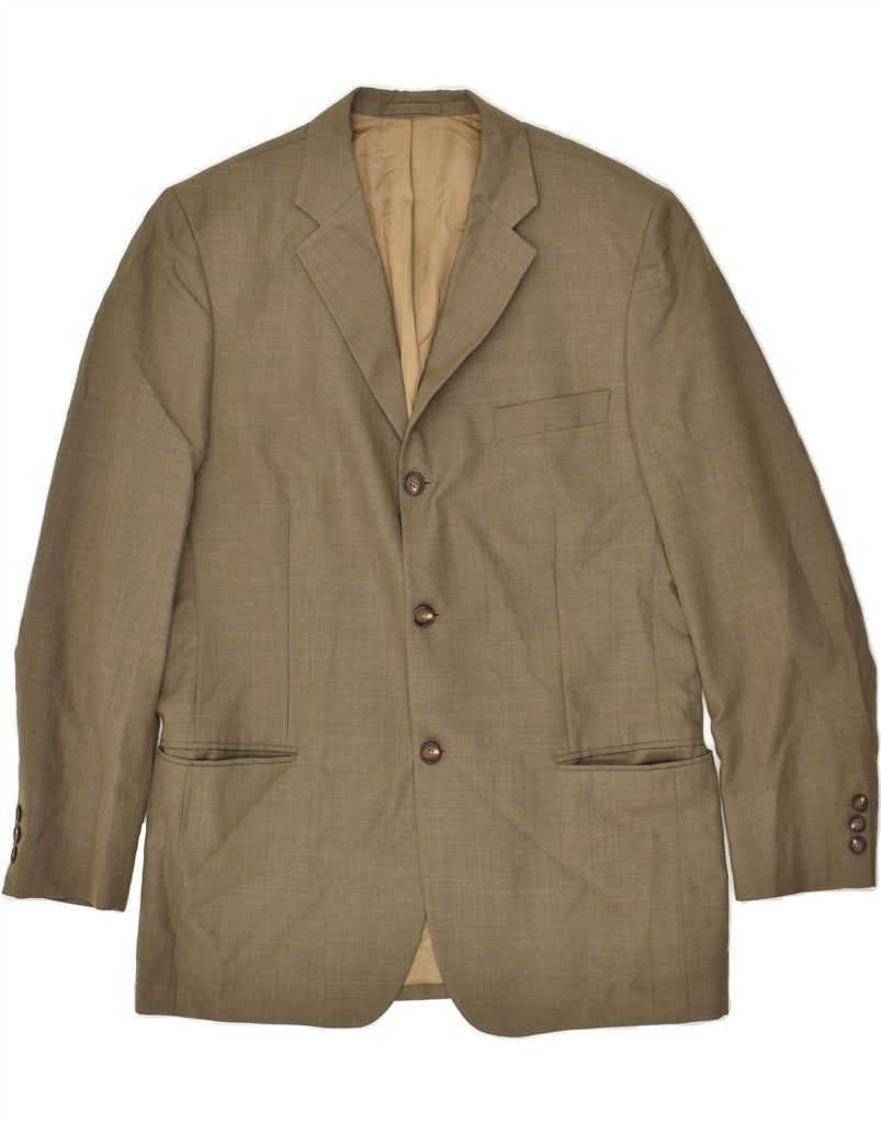 MASSIMO DUTTI Mens 3 Button Blazer Jacket UK 42 XL Khaki Wool | Vintage Massimo Dutti | Thrift | Second-Hand Massimo Dutti | Used Clothing | Messina Hembry 