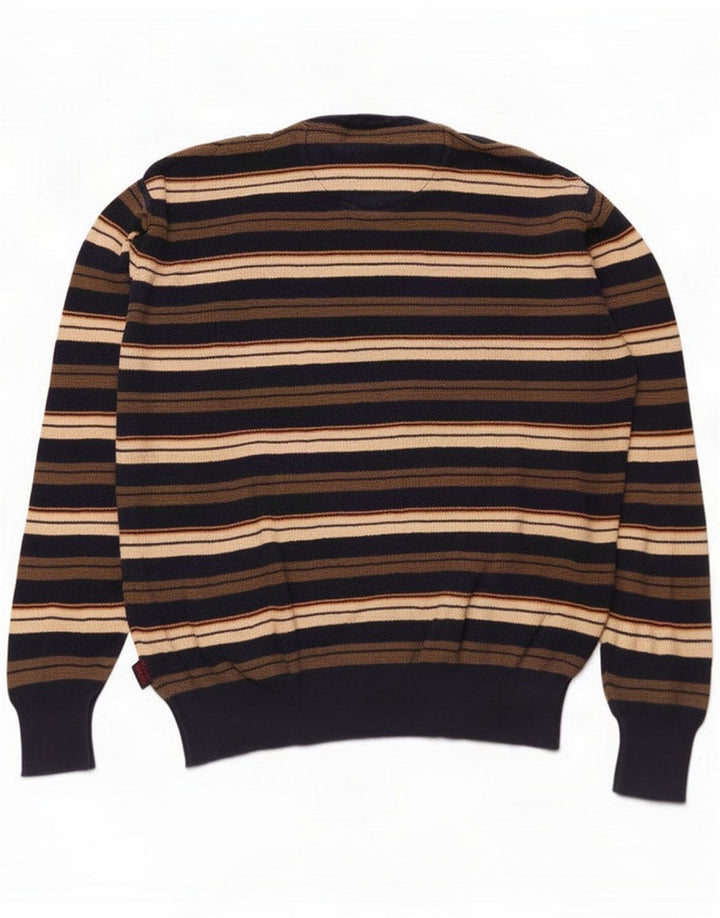 Vintage Mens Crew Neck Jumper Sweater Small Multicoloured Striped