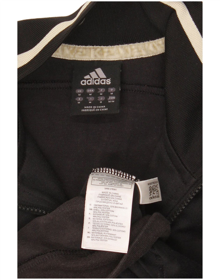 Adidas Mens Tracksuit Top Jacket Medium Black Cotton