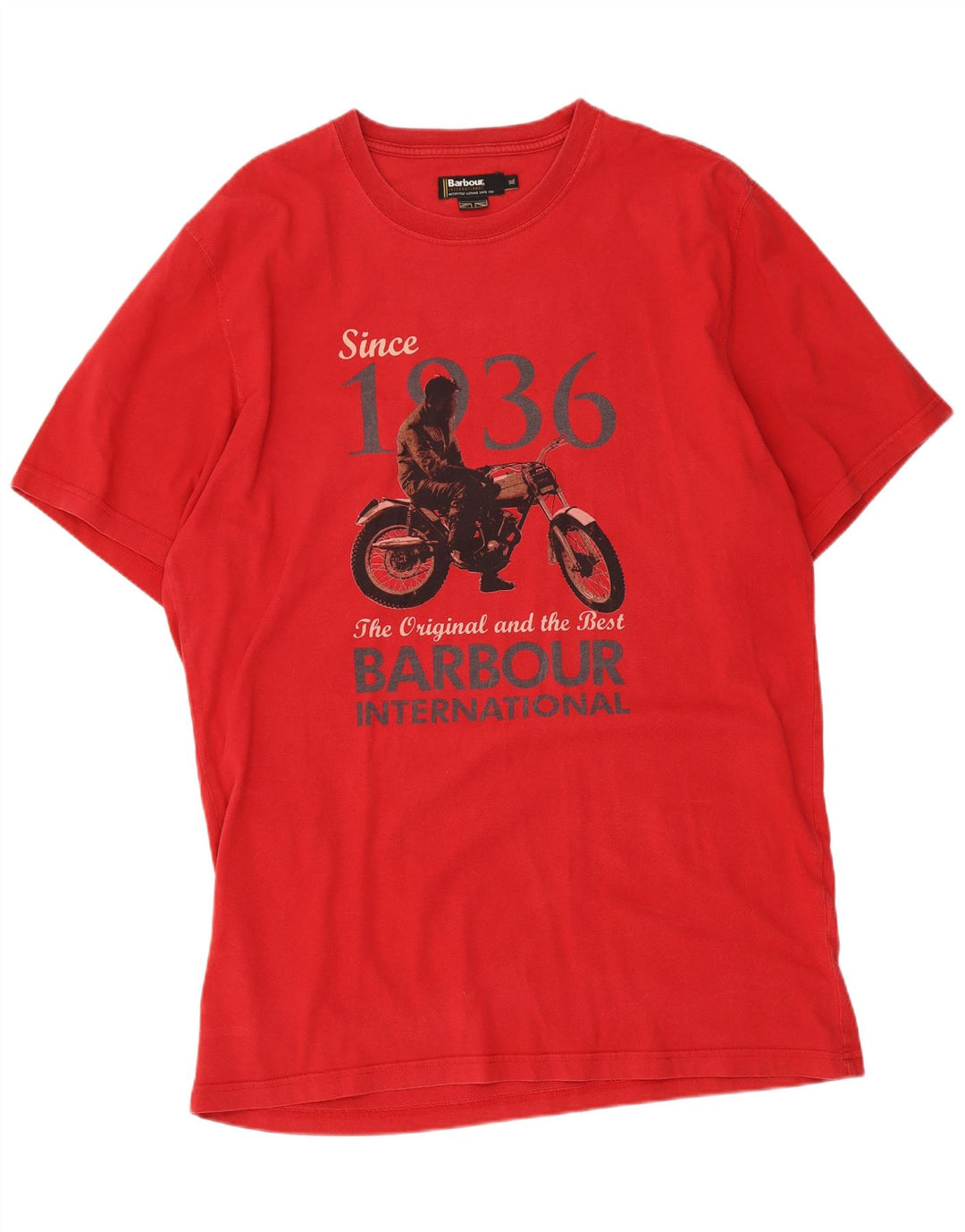Barbour Mens Graphic T-Shirt Top XL Red Cotton