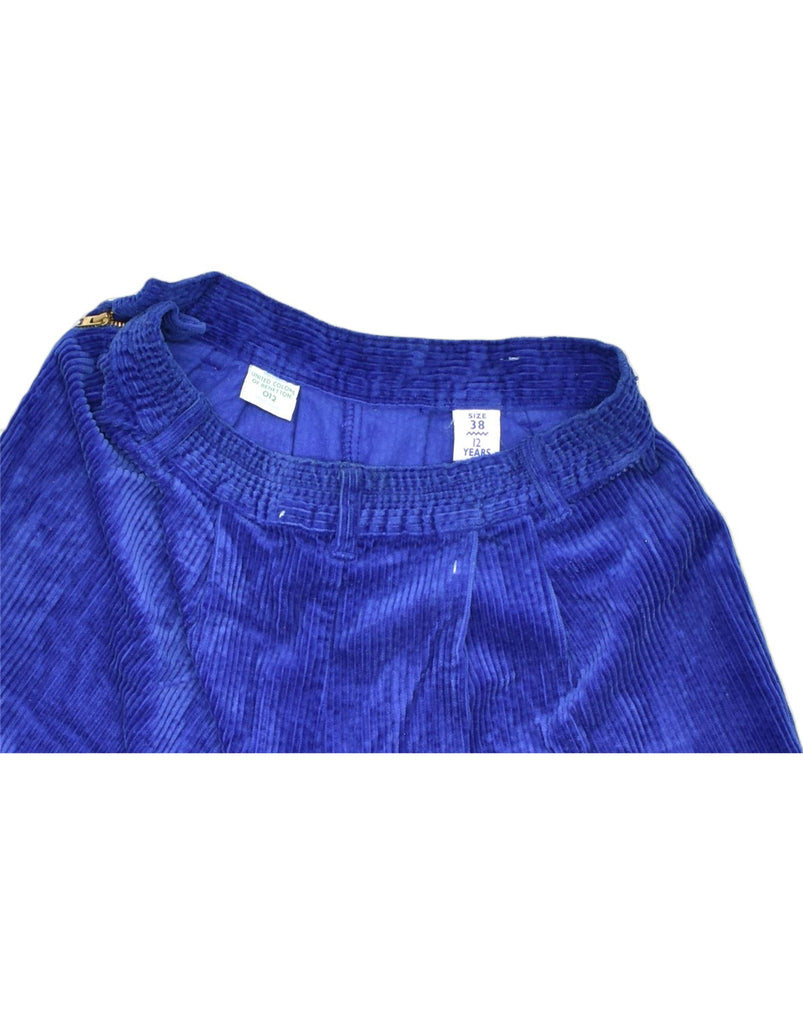 BENETTON Girls Corduroy Wide Leg Shorts 11-12 Years W28 Blue Cotton | Vintage | Thrift | Second-Hand | Used Clothing | Messina Hembry 