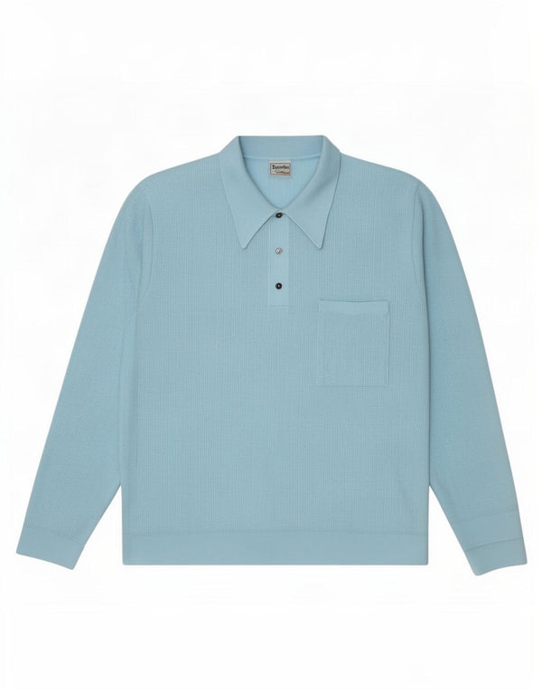 Trevira Mens Polo Neck Jumper Sweater Medium Blue
