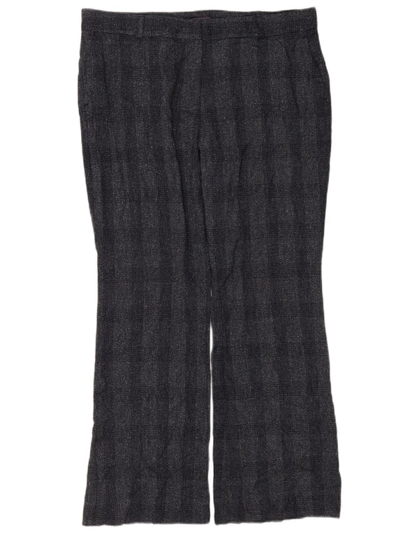 Marks & Spencer Womens Chino Trousers UK 16 Large W36 L30 Navy Blue Check