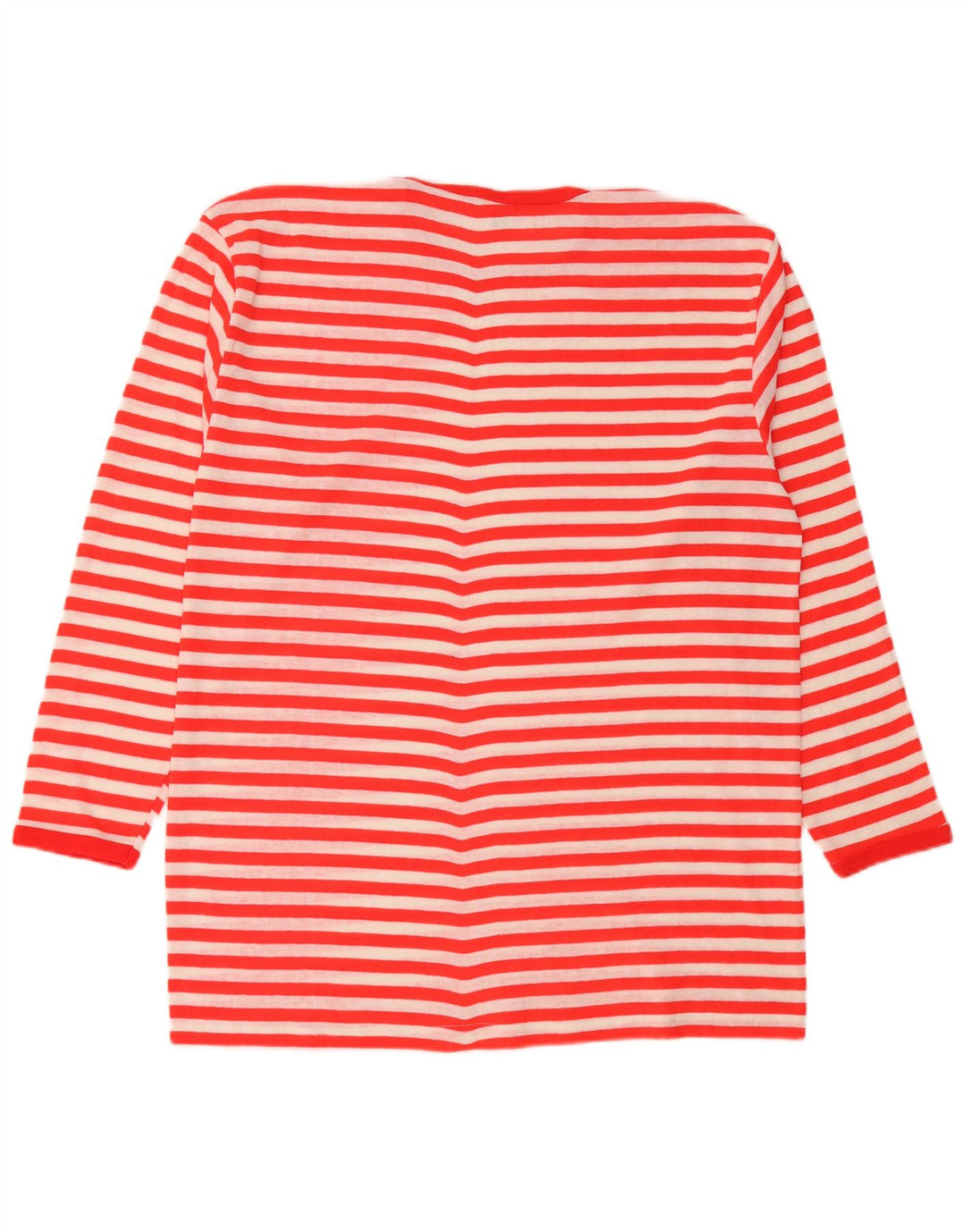VINTAGE Womens Top Long Sleeve UK 16 Large Red Striped Polyacrylic
