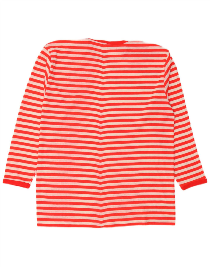 VINTAGE Womens Top Long Sleeve UK 16 Large Red Striped Polyacrylic