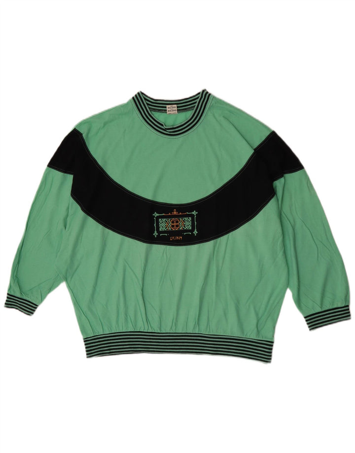 Huber Womens Sweatshirt Jumper EU 40 Medium Green Colourblock Retro
