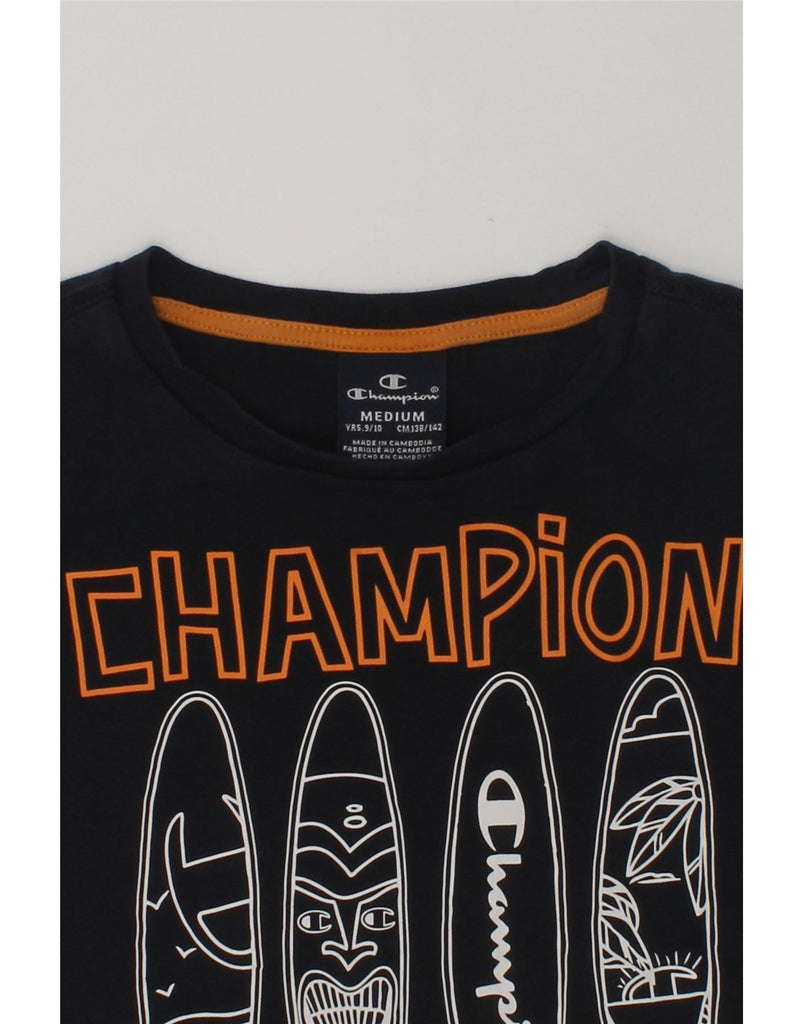 CHAMPION Boys Graphic T-Shirt Top 9-10 Years Medium  Navy Blue Cotton | Vintage Champion | Thrift | Second-Hand Champion | Used Clothing | Messina Hembry 