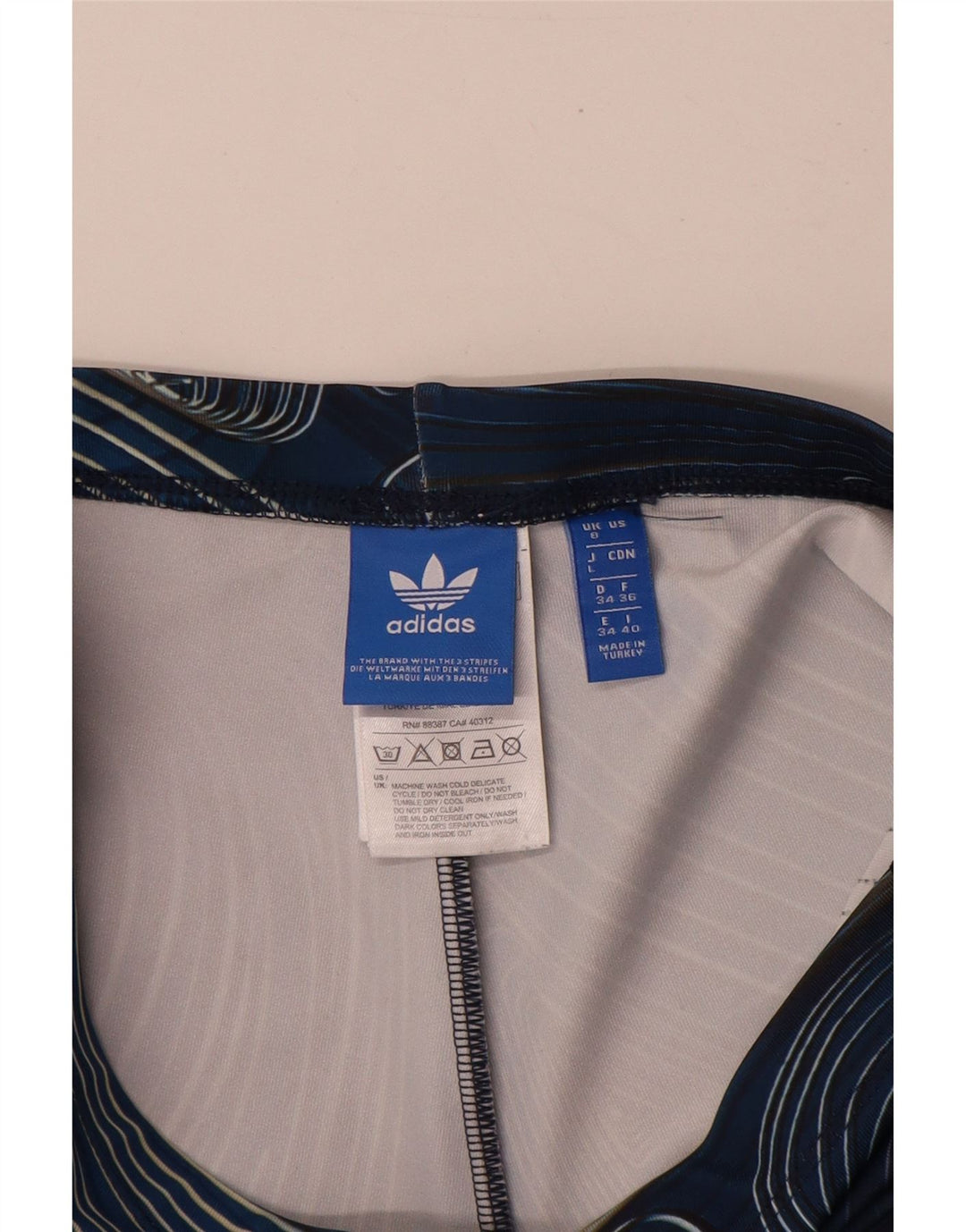 Adidas Womens Abstract Pattern Leggings UK 8 Small Navy Blue Polyester