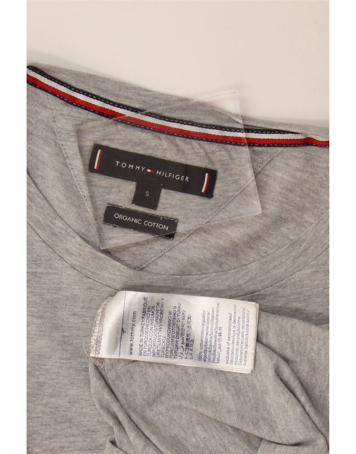 TOMMY HILFIGER Mens Graphic T-Shirt Top Small Grey Colourblock Cotton