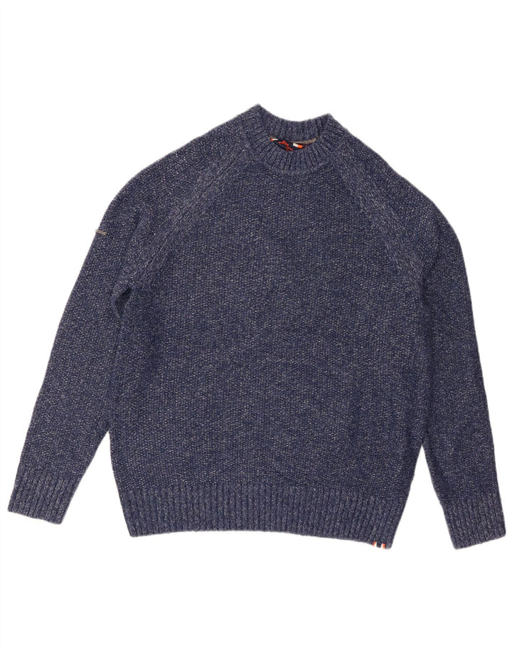 Superdry Mens Crew Neck Jumper Sweater Medium Blue Flecked Polyester