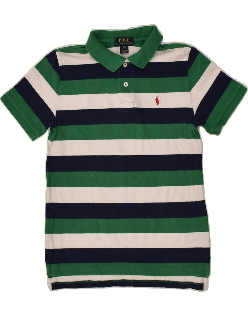 POLO RALPH LAUREN Boys Polo Shirt 10-11 Years Medium Green Striped Cotton | Vintage Polo Ralph Lauren | Thrift | Second-Hand Polo Ralph Lauren | Used Clothing | Messina Hembry 