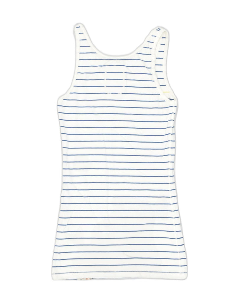 SUPERDRY Womens Cami Top UK 6 XS White Striped Cotton | Vintage | Thrift | Second-Hand | Used Clothing | Messina Hembry 