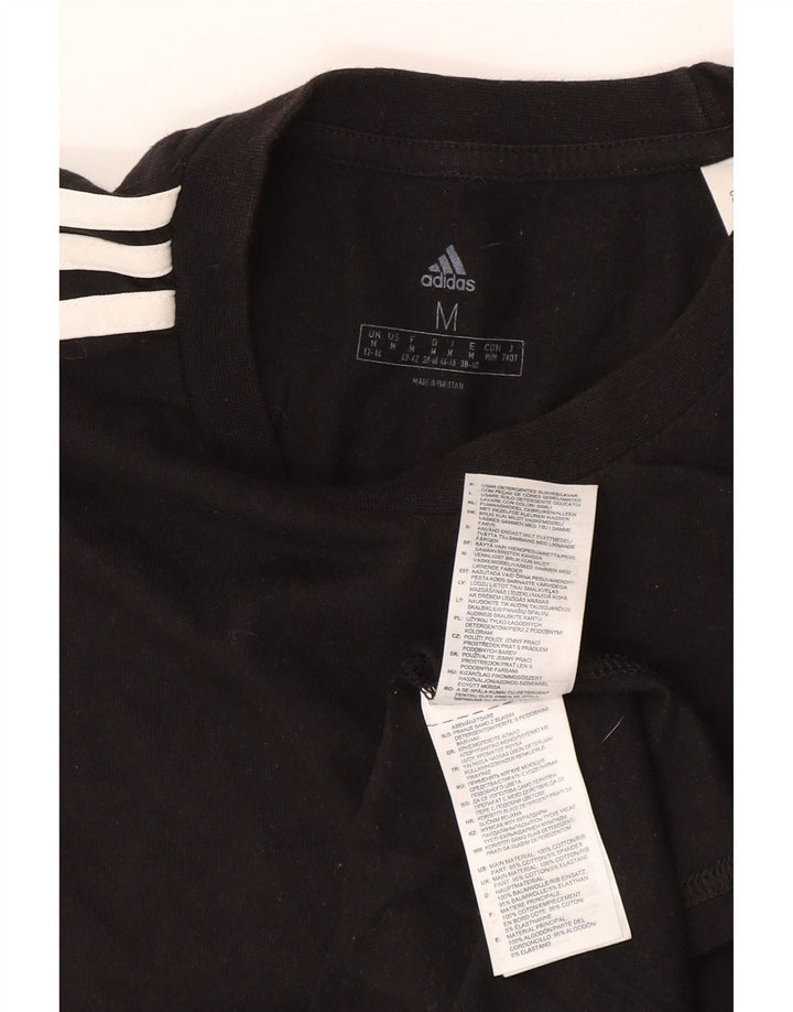 Adidas Womens T-Shirt Top UK 12/14 Medium Black Cotton