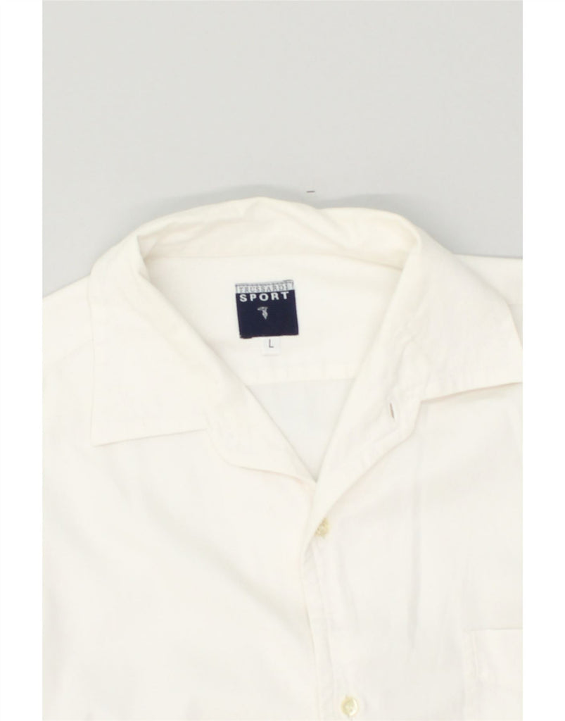 TRUSSARDI Mens Shirt Large White Cotton | Vintage Trussardi | Thrift | Second-Hand Trussardi | Used Clothing | Messina Hembry 