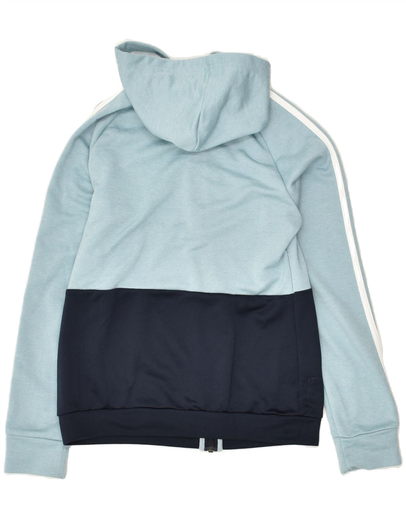 ADIDAS Womens Zip Hoodie Sweater UK 12/14 Medium Blue Colourblock | Vintage Adidas | Thrift | Second-Hand Adidas | Used Clothing | Messina Hembry 