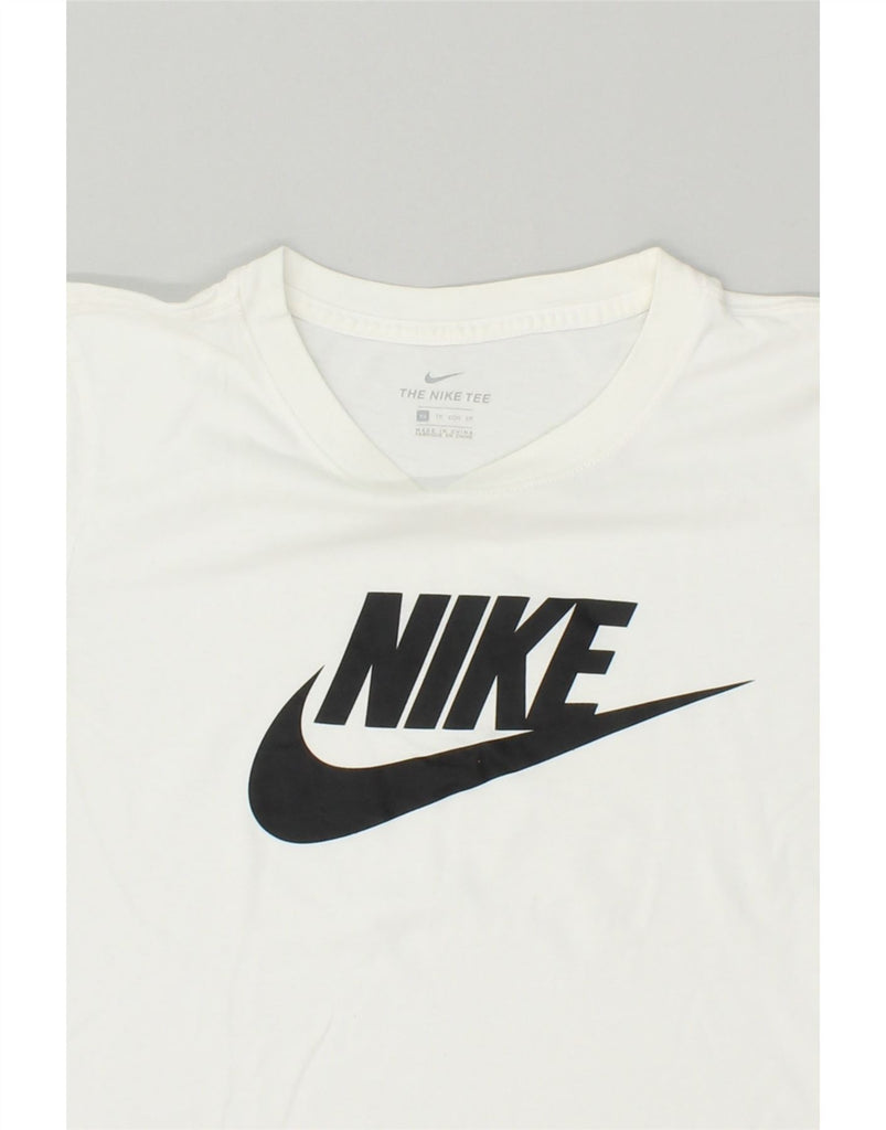 NIKE Womens Graphic T-Shirt Top UK 6 XS White Cotton | Vintage Nike | Thrift | Second-Hand Nike | Used Clothing | Messina Hembry 
