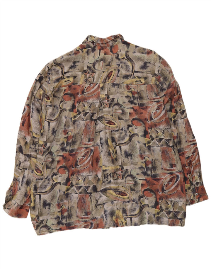 NEW FAST Mens Abstract Pattern Shirt Size 41/42 Large Multicoloured Silk