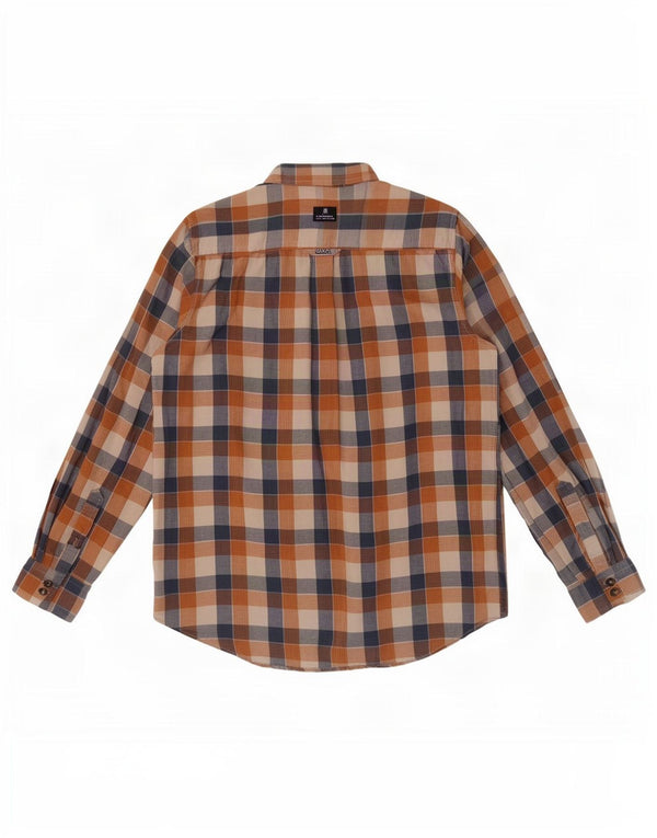 Crew Clothing Mens Classic Fit Shirt Large Brown Gingham Cotton