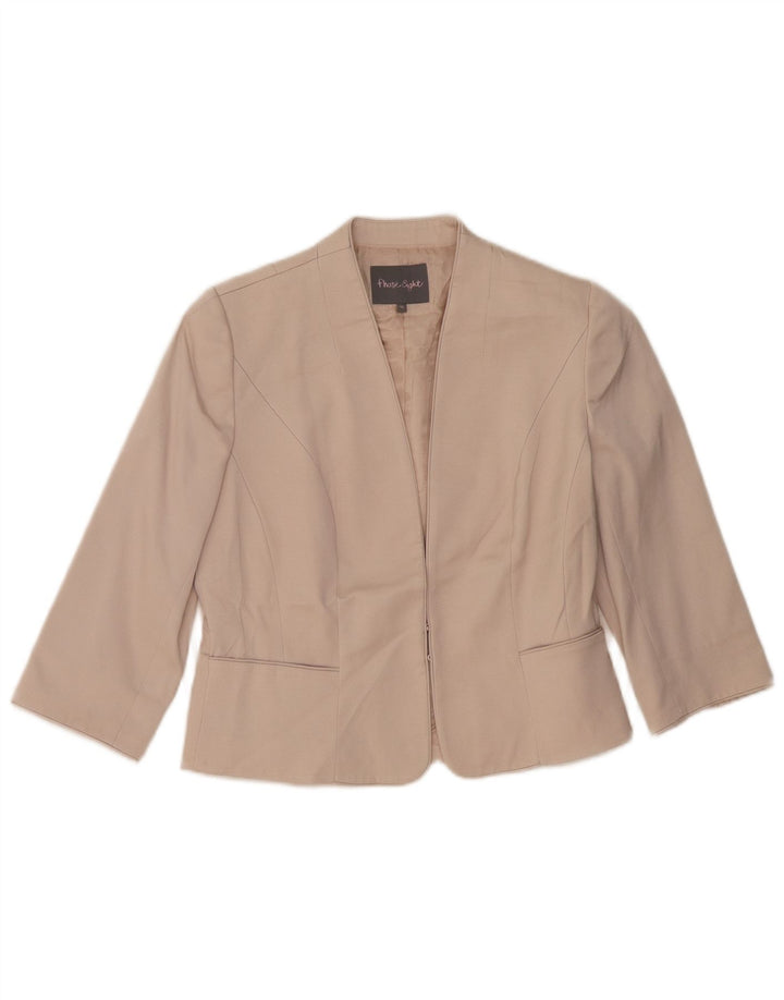 Phase Eight Womens 3/4 Sleeve Blazer Jacket UK 12 Medium Beige Acetate