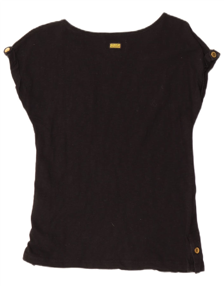 Barbour Womens T-Shirt Top UK 8 Small Black Cotton