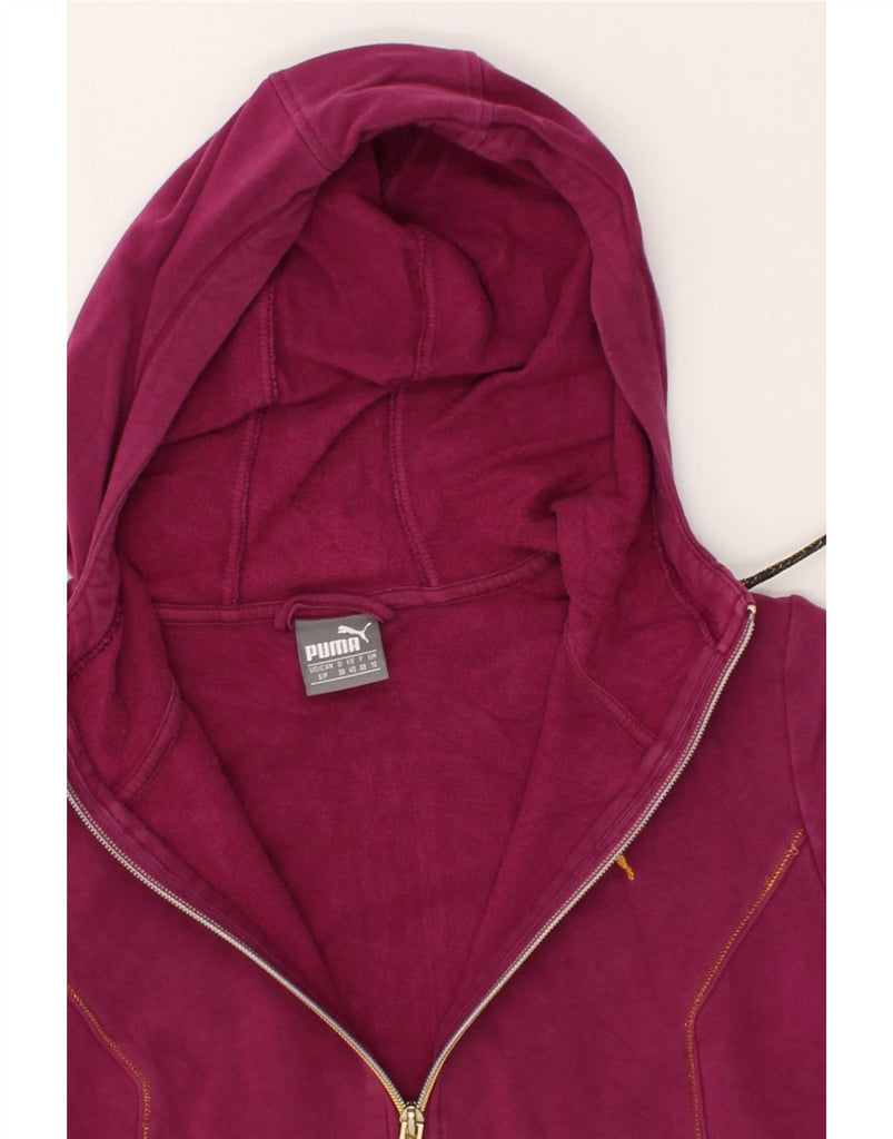 PUMA Womens Zip Hoodie Sweater UK 10 Small Burgundy Cotton | Vintage Puma | Thrift | Second-Hand Puma | Used Clothing | Messina Hembry 