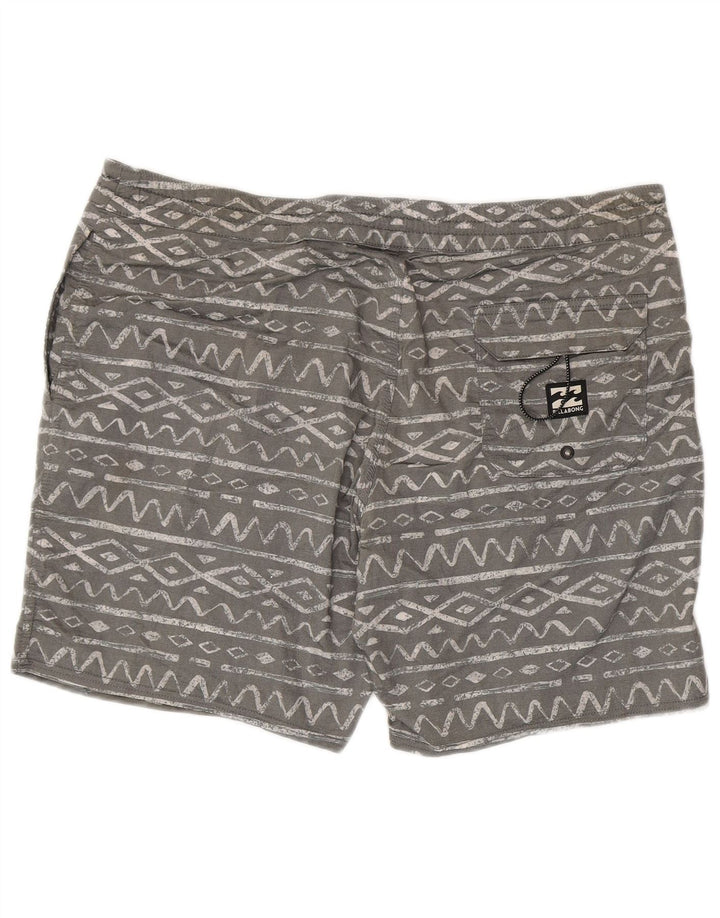 Billabong Mens Swimming Shorts XL  Grey Geometric Cotton