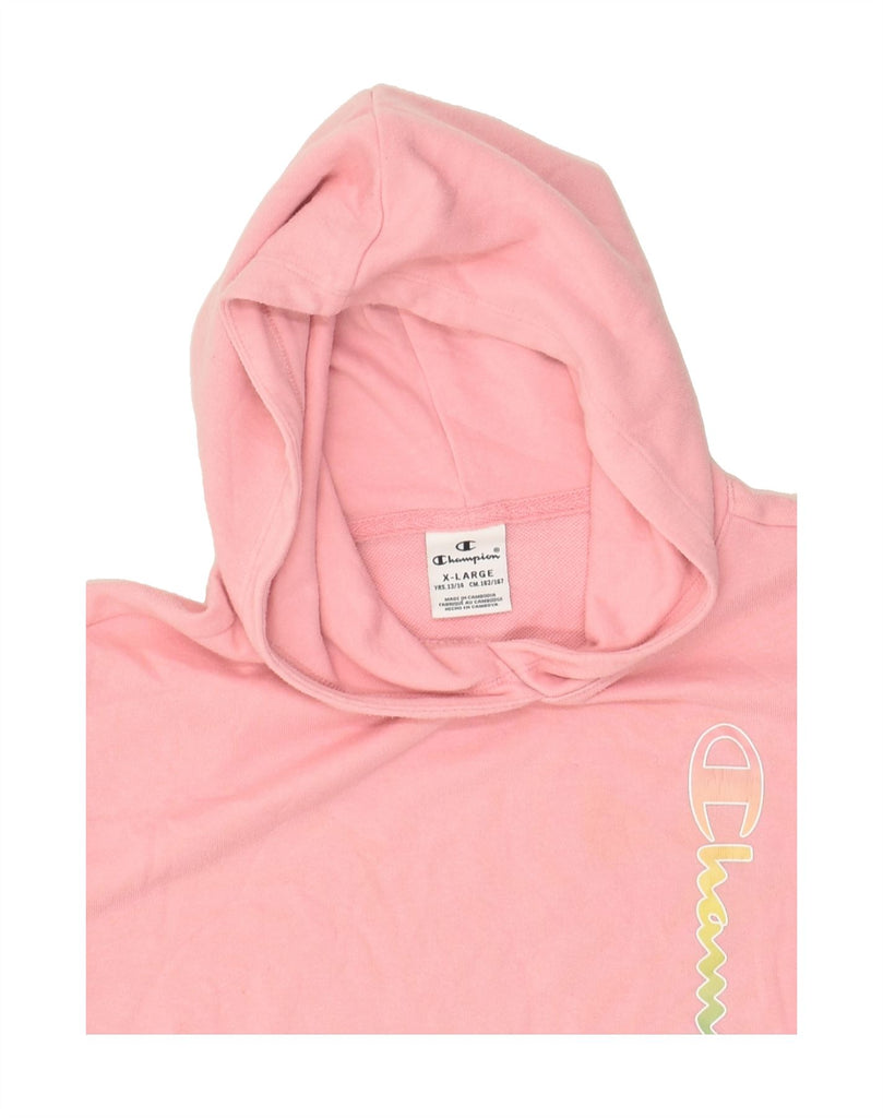 CHAMPION Girls Graphic Hoodie Jumper 13-14 Years XL Pink | Vintage Champion | Thrift | Second-Hand Champion | Used Clothing | Messina Hembry 