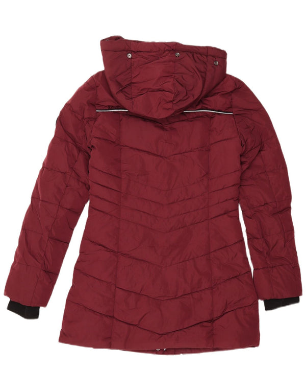 Superdry Womens Hooded Padded Jacket UK 8 Small Burgundy Polyester