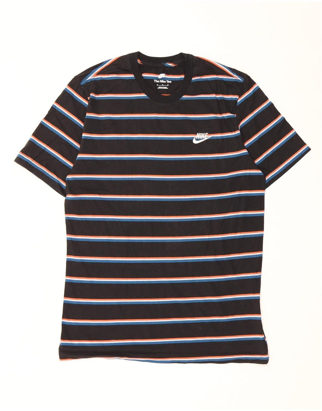Nike Mens T-Shirt Top Medium Black Striped Cotton