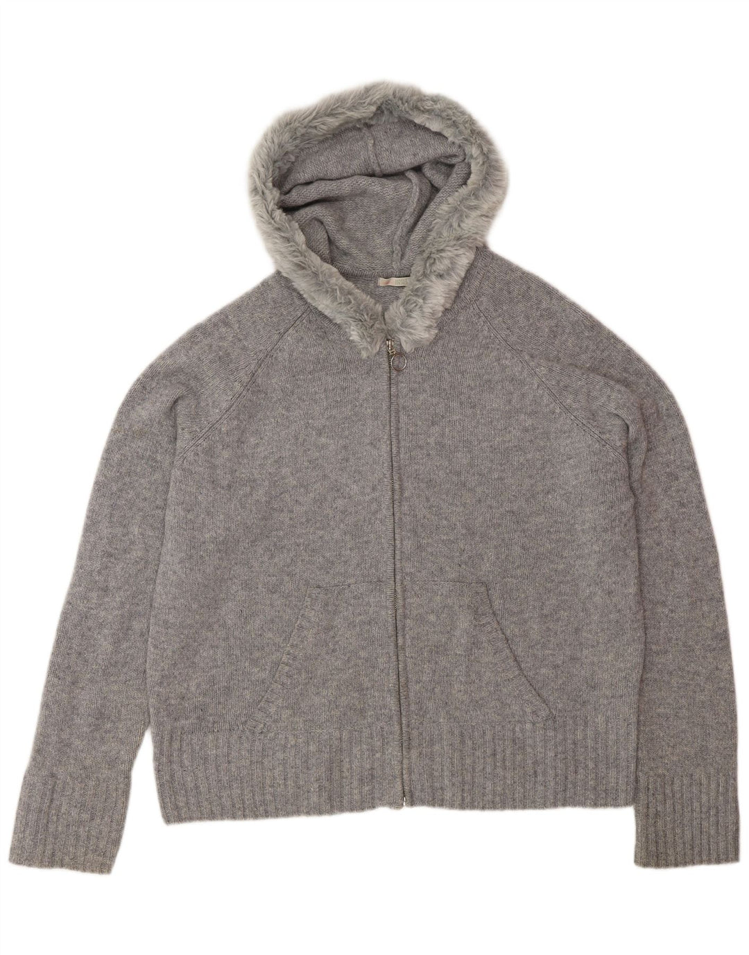 Marks & Spencer Womens Hooded Cardigan Sweater UK 16 Large Grey