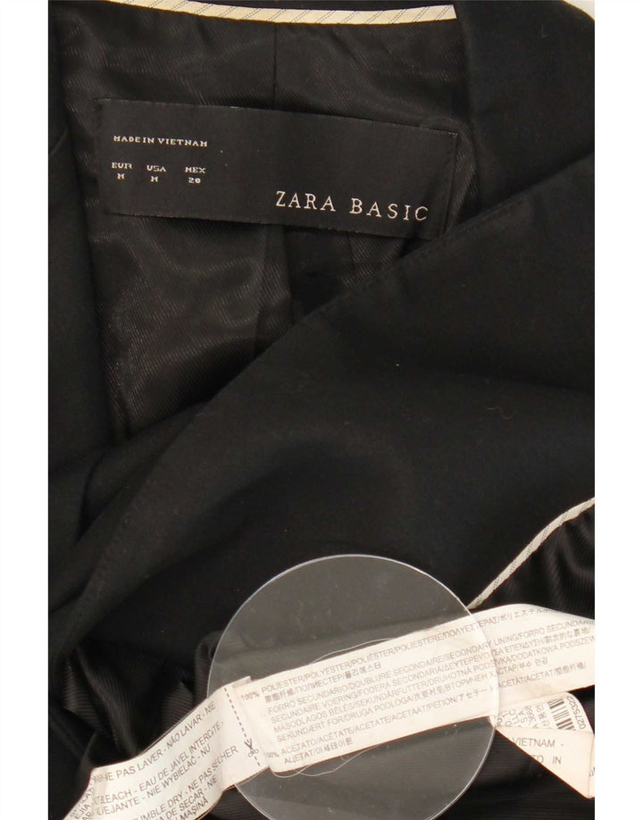 Zara Womens 1 Button Blazer Jacket UK 12 Medium Black Polyester