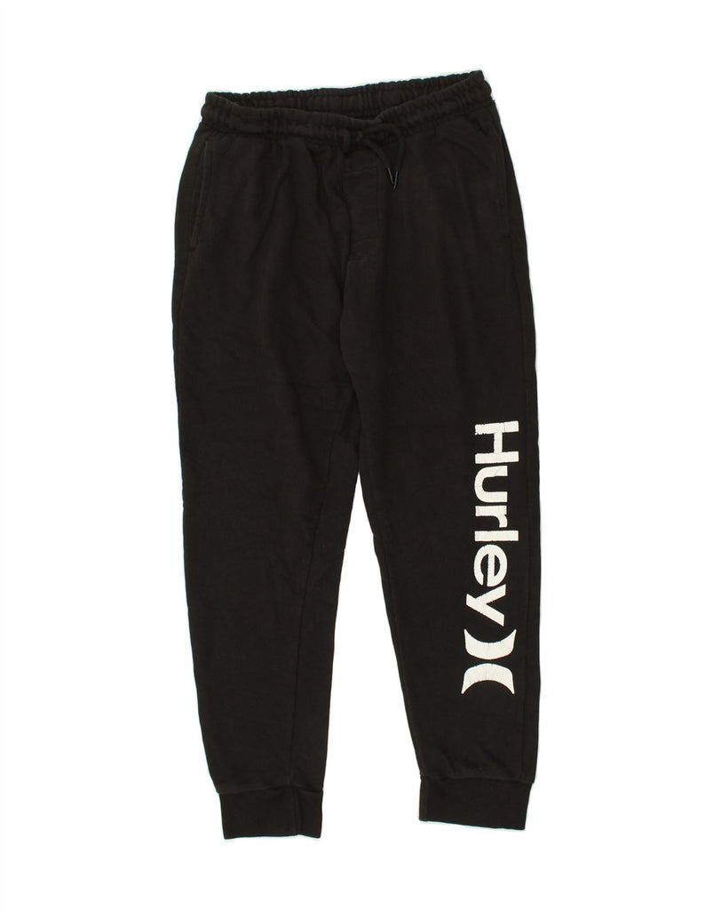 HURLEY Womens Graphic Tracksuit Trousers Joggers UK 14 Large Black Cotton | Vintage Hurley | Thrift | Second-Hand Hurley | Used Clothing | Messina Hembry 