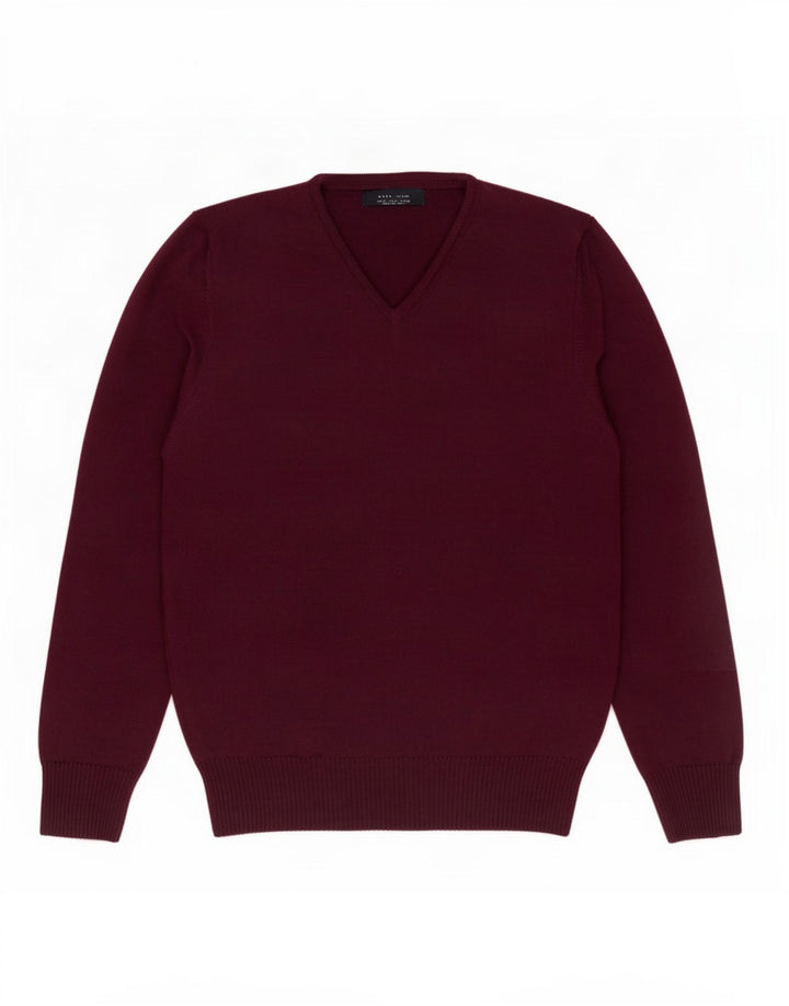 Zara Mens V-Neck Jumper Sweater Medium Purple